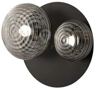 Plafoniera tondo/2 nero base nero 2 vetri fume' 1 luce attacco e14 ...