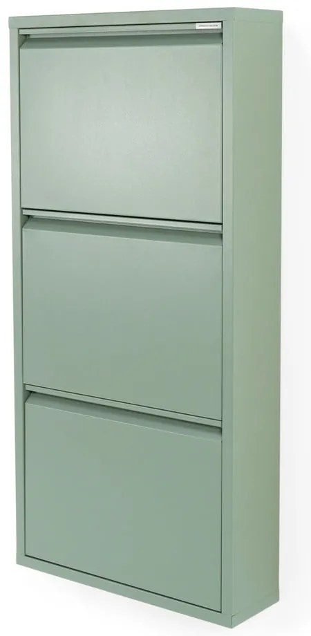 Scarpiera verde polveroso in metallo con ante ribaltabili 50x103x15 cm Billy – Spinder Design
