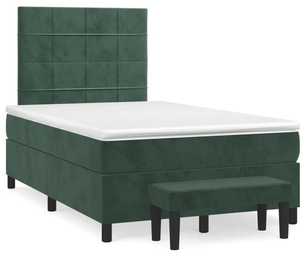 Giroletto A Molle Con Materasso Verde Scuro 120x190 Cm Velluto /