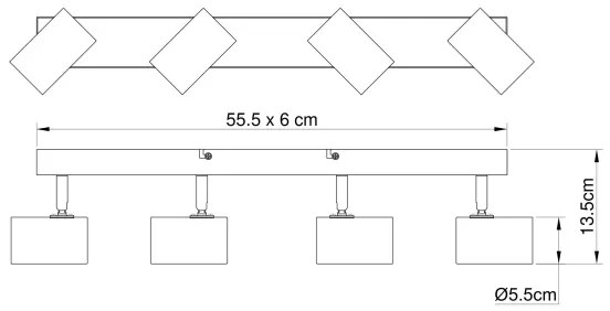 Globo 57911-4BW - Faretto ROBBY 4xGU10/35W/230V nero/marrone