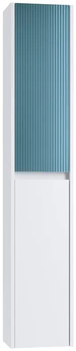 Colonna per mobile bagno Niwa 2 ante P 27 x L 30 x H 160 cm laccato opaco bianco con vetro blu pacifico