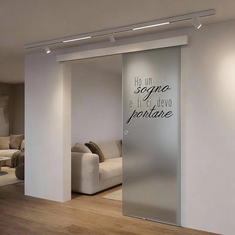 Porta scorrevole destra Sogno in vetro trasparente, L 88 x H 215 cm, con binario Meli