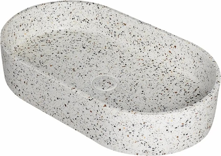 Lavabo da appoggio ovale con finitura terrazzo stracciatella | KTERL-600STR - KAMALU