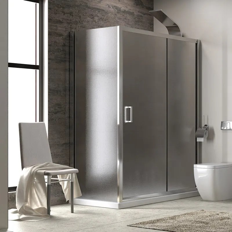 Kamalu - Box doccia 150x70 fisso 70cm vetro opaco altezza 180cm | K410NS