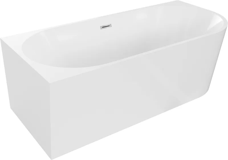Mexen Mia vasca da bagno freestanding angolare sinistra 180 x 80 cm, bianca, troppopieno cromato - 52691808000L-01