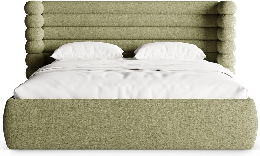 Letto matrimoniale imbottito verde con contenitore con rete inclusa 180x200 cm Mount – Micadoni