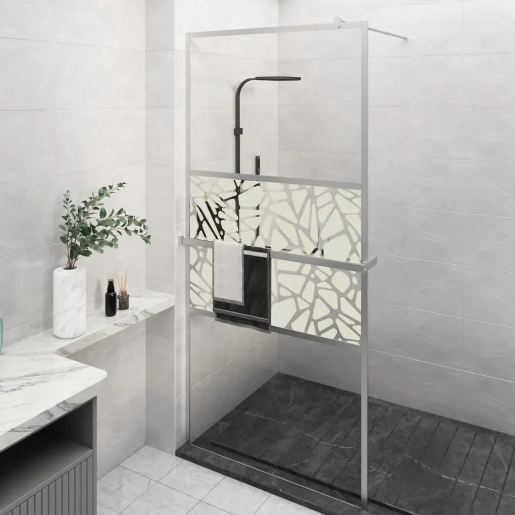 Parete Doccia Con Mensola Cromo 100x195cm Vetro Esg E Alluminio /