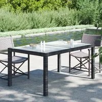 Tavolo Giardino 150x90x75 cm Vetro Temperato e Polyrattan Nero cod mxl 34446