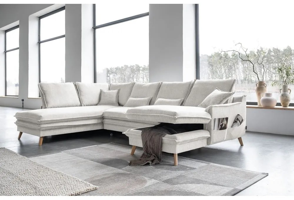 Divano letto angolare beige (angolo sinistro/"U") Charming Charlie - Miuform