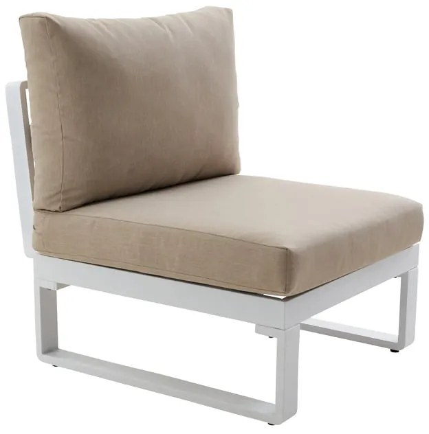 Poltrona centrale con cuscino bianco Persea NATERIAL, struttura in alluminio seduta in alluminio bianco, L 65 x H 68.4 x P 80 cm