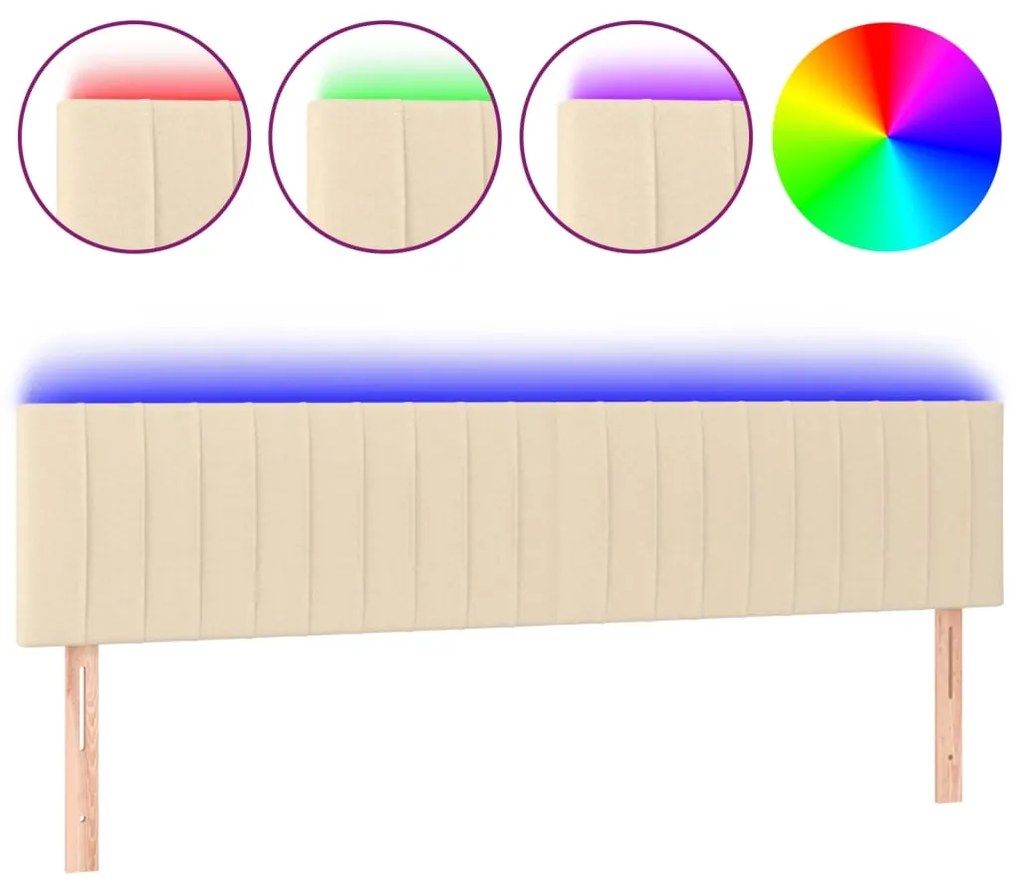 Testiera a led crema 180x5x78/88 cm in tessuto