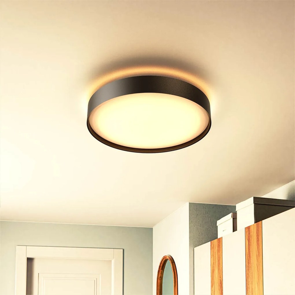 Plafoniera LED Rotonda 24W Ø385mm CCT Bianco Variabile IP20 - Nera