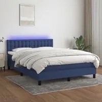 Letto a Molle con Materasso e LED Blu 140x200 cm in Tessuto 3133483