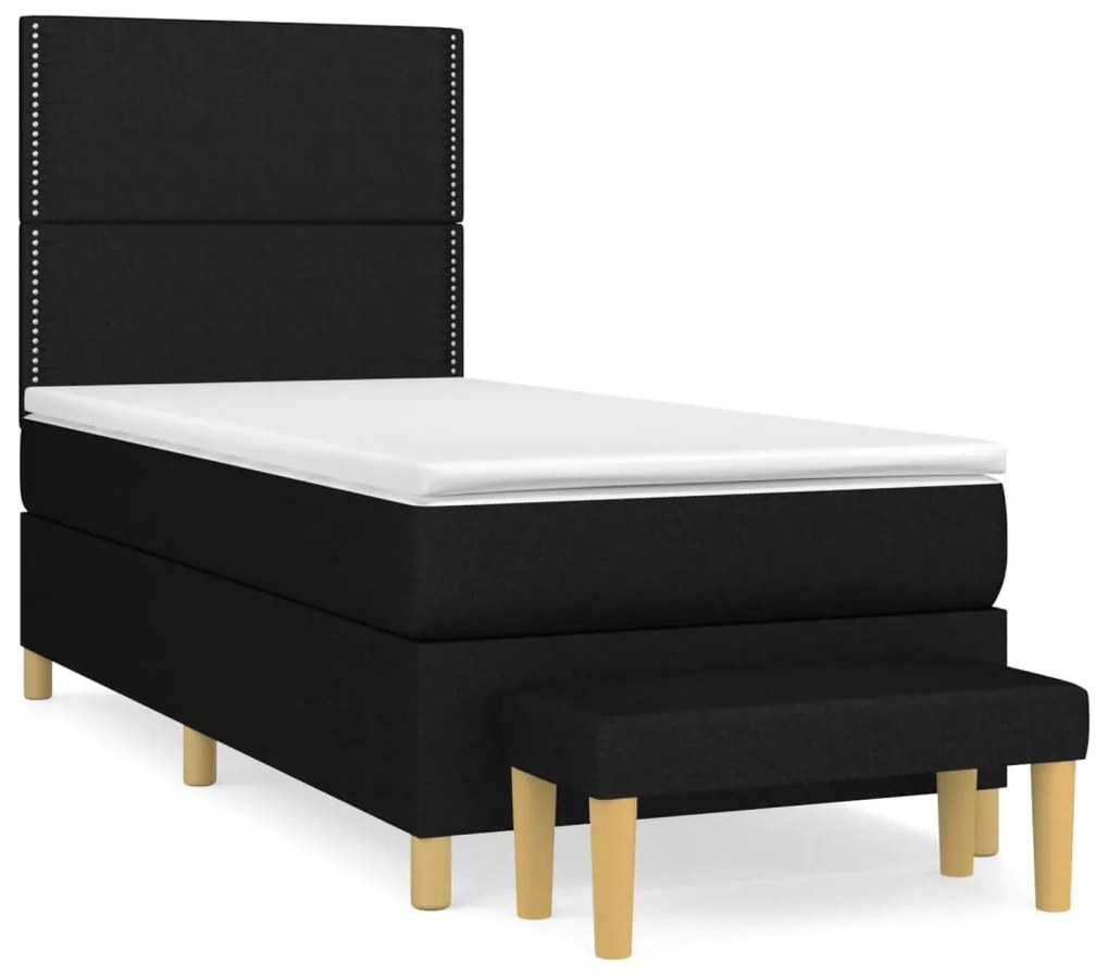Giroletto a molle con materasso nero 90x190 cm in tessuto