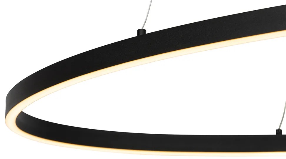 Lampada a sospensione di design ovale nera con LED a 3 livelli di dimmerazione - Ovallo