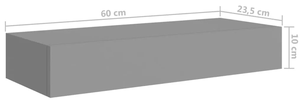 Scaffali con Cassetti da Parete 2 pz Grigi 60x23,5x10 cm MDF