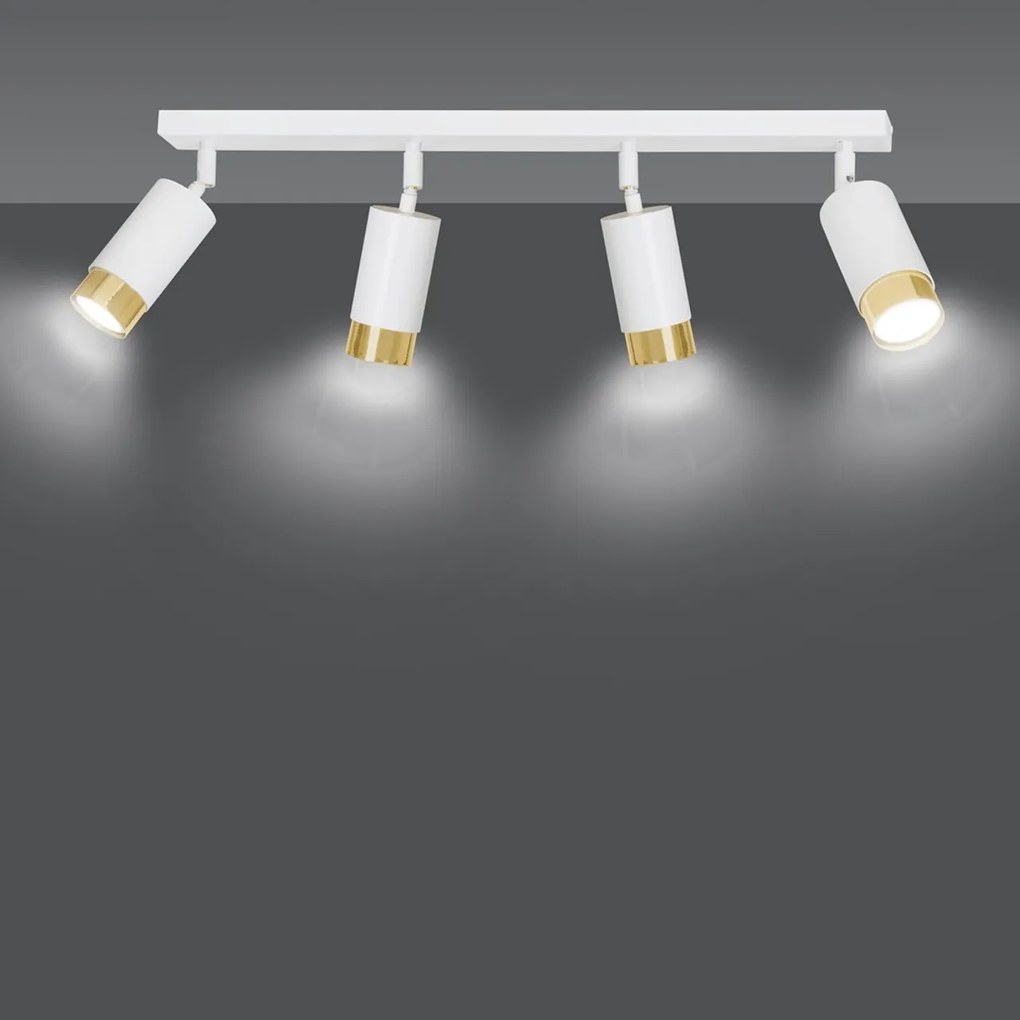 Lampada da Soffitto in Acciaio HIRO 4 Nero Cromo/Oro 4xGU10