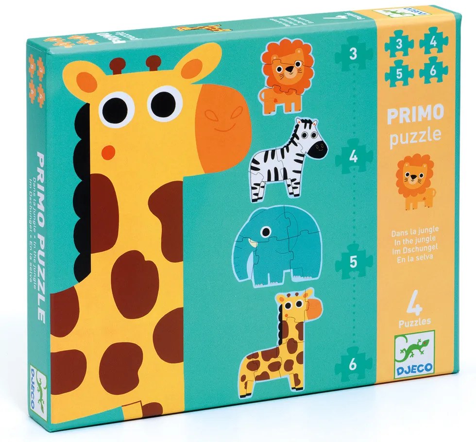 Set di 4 puzzle - Giraffa e amici