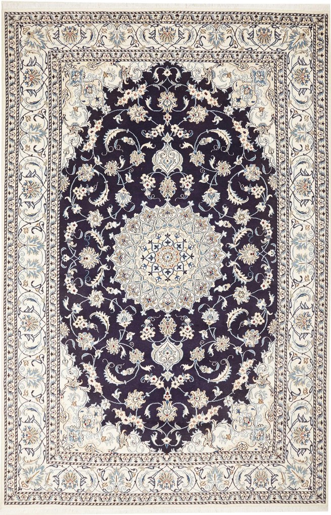Nain Tappeto 190 x 300 Blu (Iran) Annodato A Mano