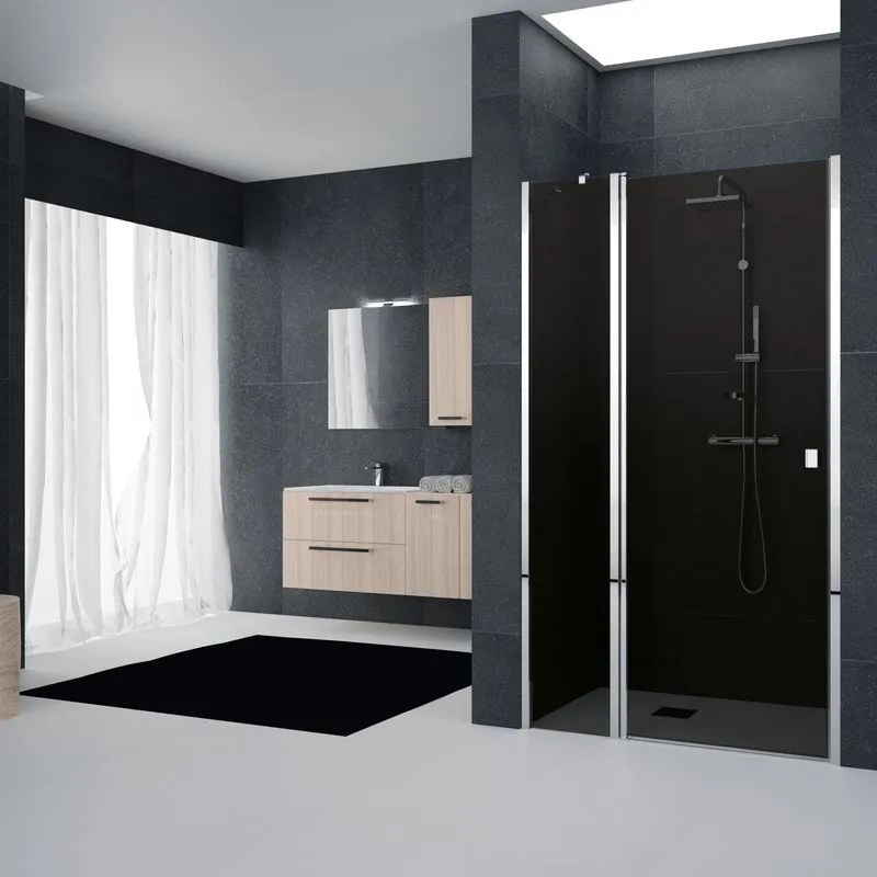 Porta doccia saloon L 157-161 cm x H 201.7 cm per nicchia in vetro fumè SP. 6 mm, profilo lucido cromo, serie Glam