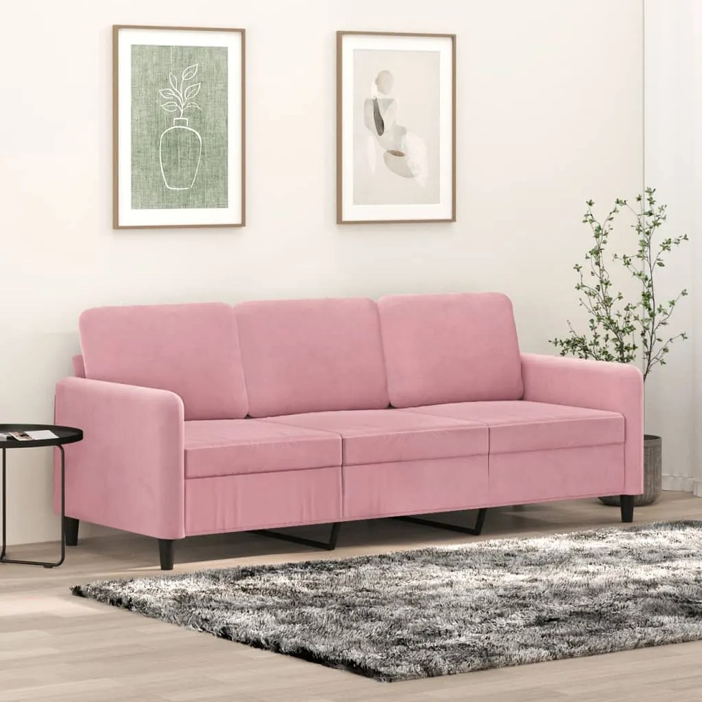 Divano A 3 Posti Rosa 180 Cm İn Velluto /