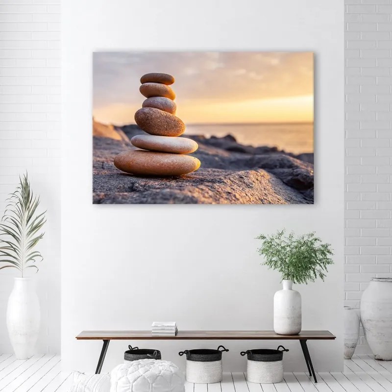 Quadro su tela, Pietre sulla spiaggia Zen  Dimensioni Tappeti 60x40