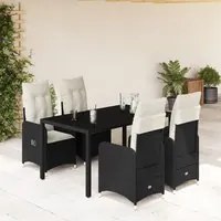 Set Bistr da Giardino 5 pz con Cuscini in Polyrattan Nero 3276990