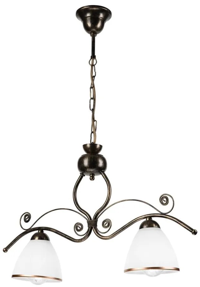 Lampadario a sospensione con catena RETRO 2xE27/60W/230V bronzo/patina