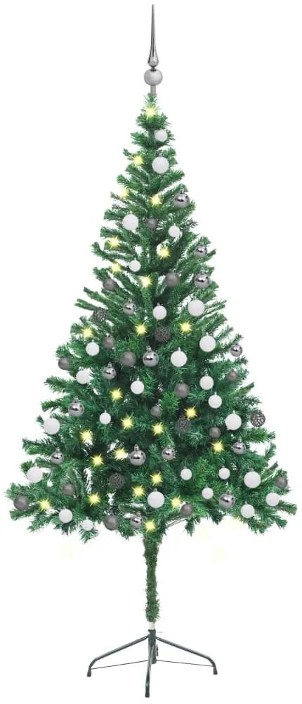 Albero di Natale Preilluminato con Palline 180-210 cm 564-910 Rami, Albero di Natale Preilluminato Palline Bianco 180 cm 564 Rami II