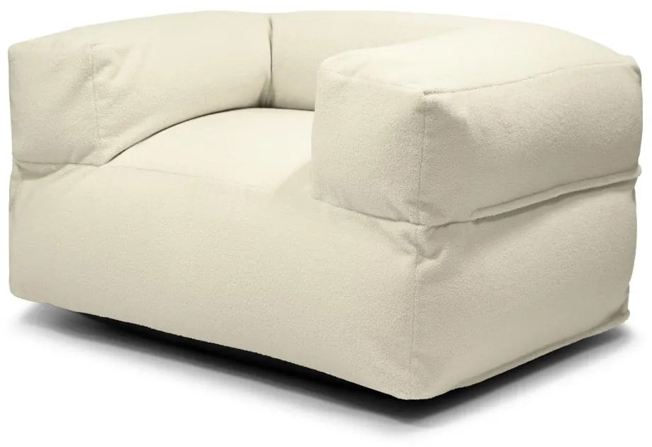 Puof a sacco color crema con rivestimento in bouclé MooG – SLOWDOWN