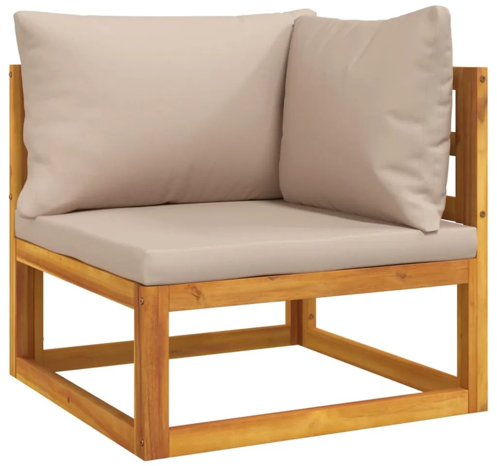 Set salotto da giardino 12pz con cuscini tortora legno massello