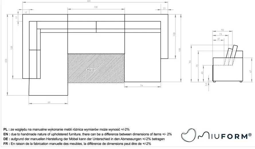Divano letto angolare grigio chiaro (a U) Homely Tommy - Miuform