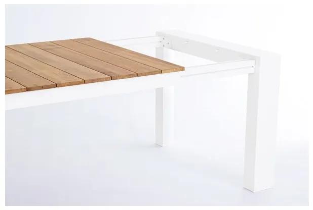 Tavolo Da Esterno In Alluminio Piano In Teak Allungabile 100x228/294 Cm Cameron Bianco Bizzotto