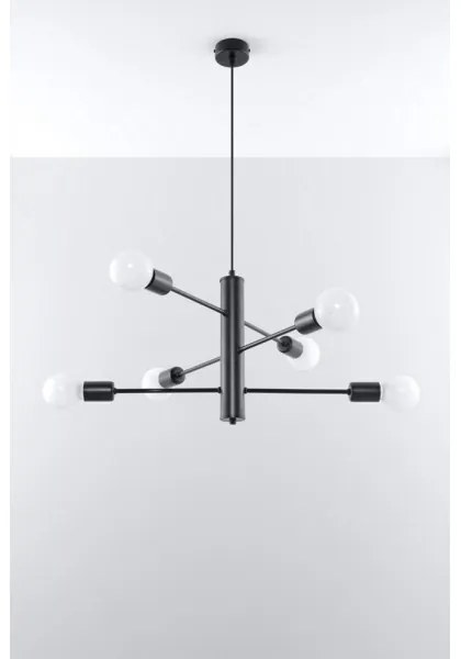 Lampadario a sospensione con filo DUOMO 6 6xE27/60W/230V nero