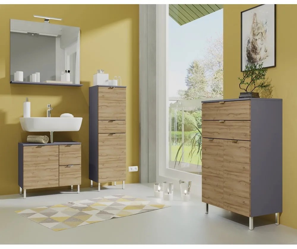 Mobile grigio sotto il lavabo in rovere 60x56 cm Mauresa - Germania