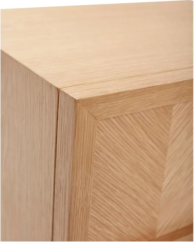 Comodino in legno di quercia naturale con motivo a spina di pesce Herringbone - Hübsch