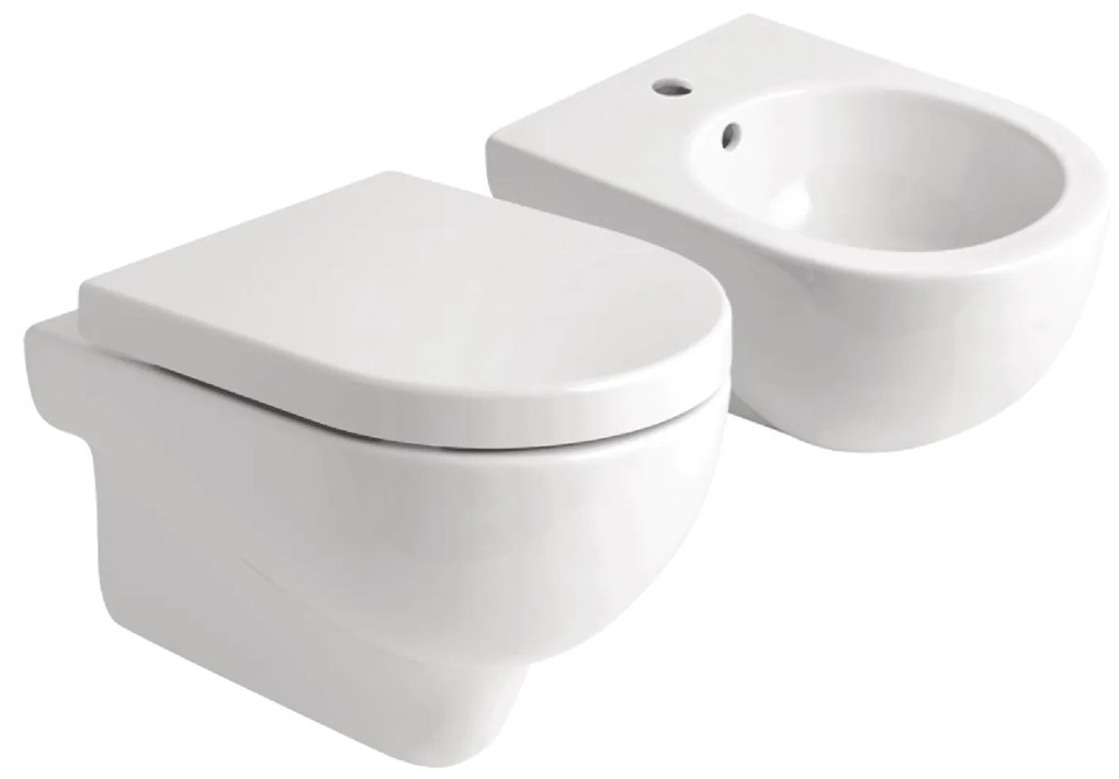 Coppia Di Sanitari Sospesi Azzurra Ceramica "Mini Nuvola" Bianco Lucido