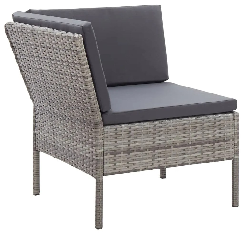 Set Divani da Giardino 6 pz con Cuscini in Polyrattan Grigio