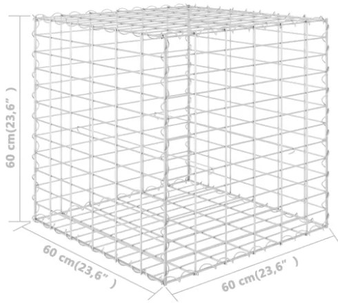 Gabbione Letto Rialzato a Cubo in Filo di Acciaio 60x60x60 cm