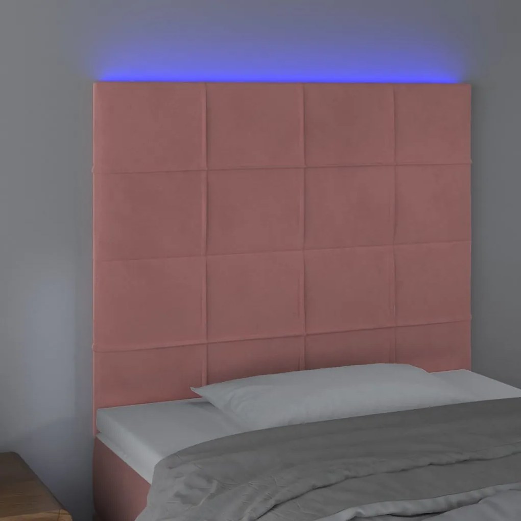 Testiera a led rosa 80x5x118/128 cm in velluto