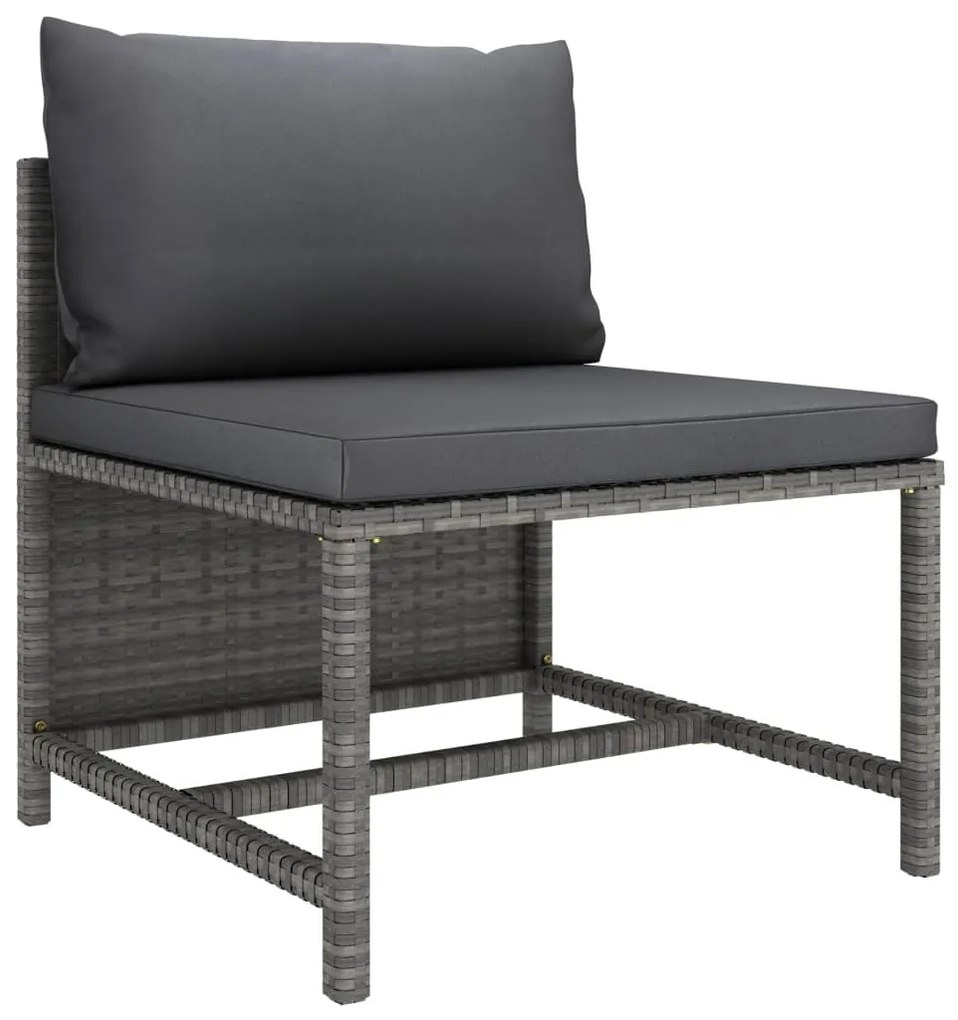 Set Divani da Giardino 11 pz con Cuscini in Polyrattan Grigio