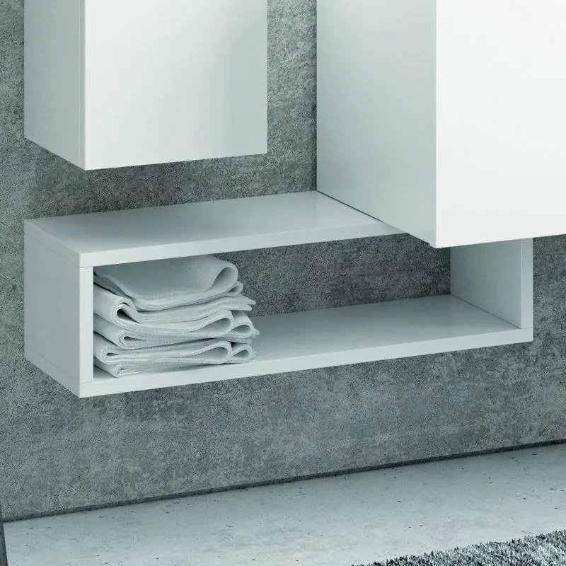 Composizione mobili bagno sospesa 100cm composta da mobile colonna specchio e pensile - KAMALU