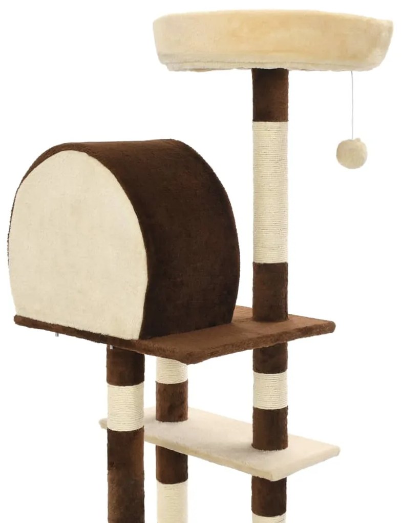 Albero per gatti con tiragraffi in sisal 127 cm beige e marrone