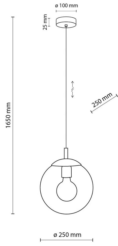 TK Lighting Lampada a sospensione Esme, Ø 25 cm, trasparente, vetro, sfera, E27