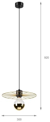 Lampadario a sospensione con filo MONTANA 1xE27/15W/230V diametro 30 cm oro/nero