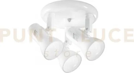Spot carrera bianco 3 luci attacco e27 25,3x20x18,7cm in metallo or...