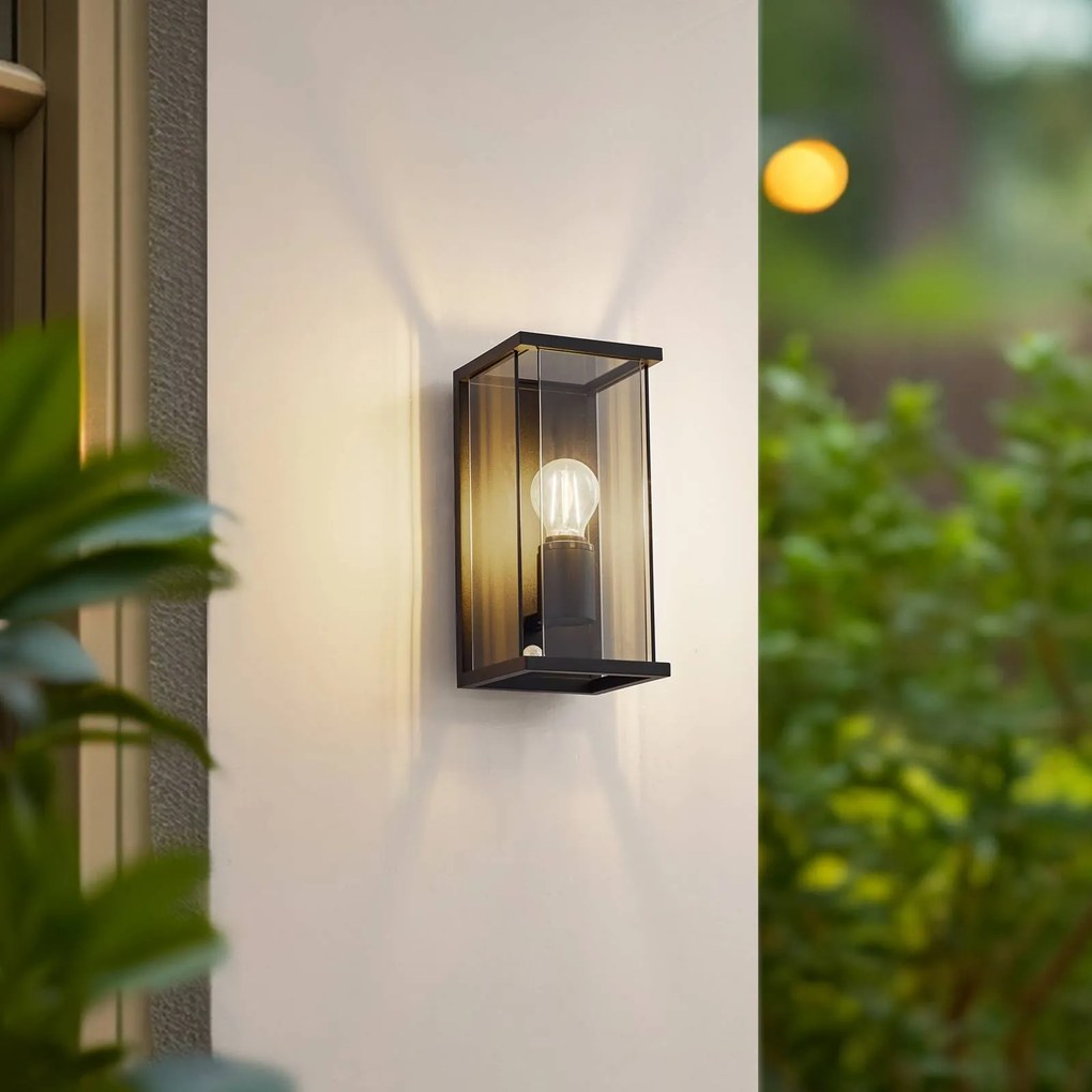 Lucande Applique da esterno Annalea, grigio fumo, IP54, sensore Annalea Lucande, dimmerabile, Nero, Alluminio, Moderno