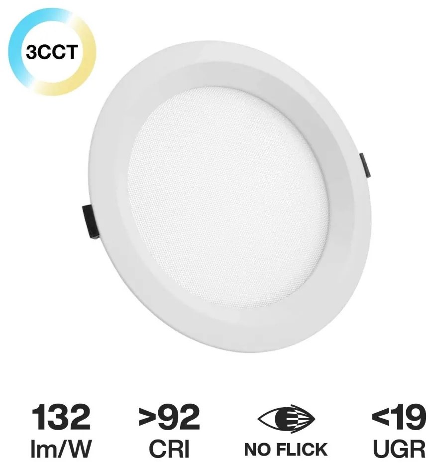 Faro LED da Incasso 42W IP54, Foro Ø210mm, UGR19 con driver Philips Colore Bianco Variabile CCT
