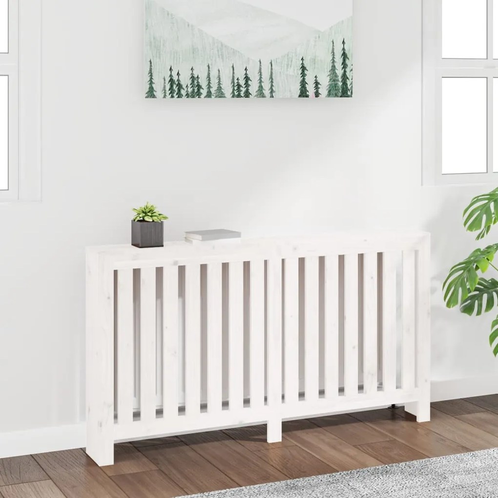 Copertura Termosifone Bianca 153x19x84 Cm Legno Massello Pino /