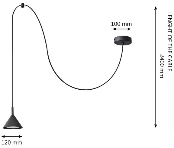 Lampadario a sospensione con filo ETNA LONG 1xGX53/15W/230V nero